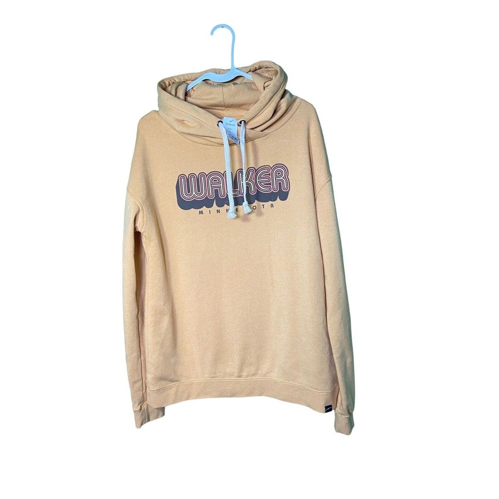 Techstyles Walker Minnesota Size L Women Yellow Soft Retro Hippie Hoodie Sweater
